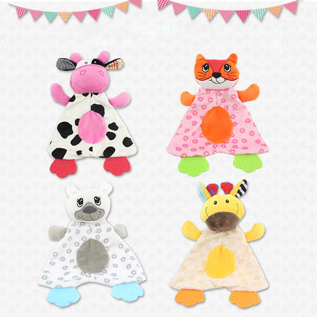 Baby Animal Soft Plush with BB Hand Rattle Security Blanket Deer