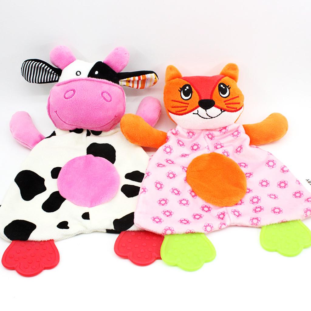 Baby Animal Soft Plush with BB Hand Rattle Security Blanket Deer