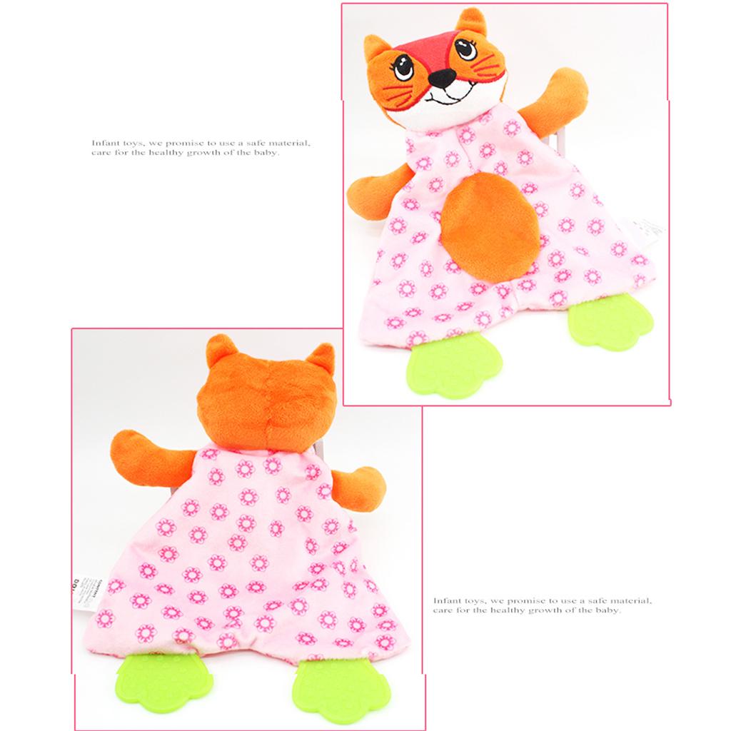 Baby Animal Soft Plush with BB Hand Rattle Security Blanket Fox