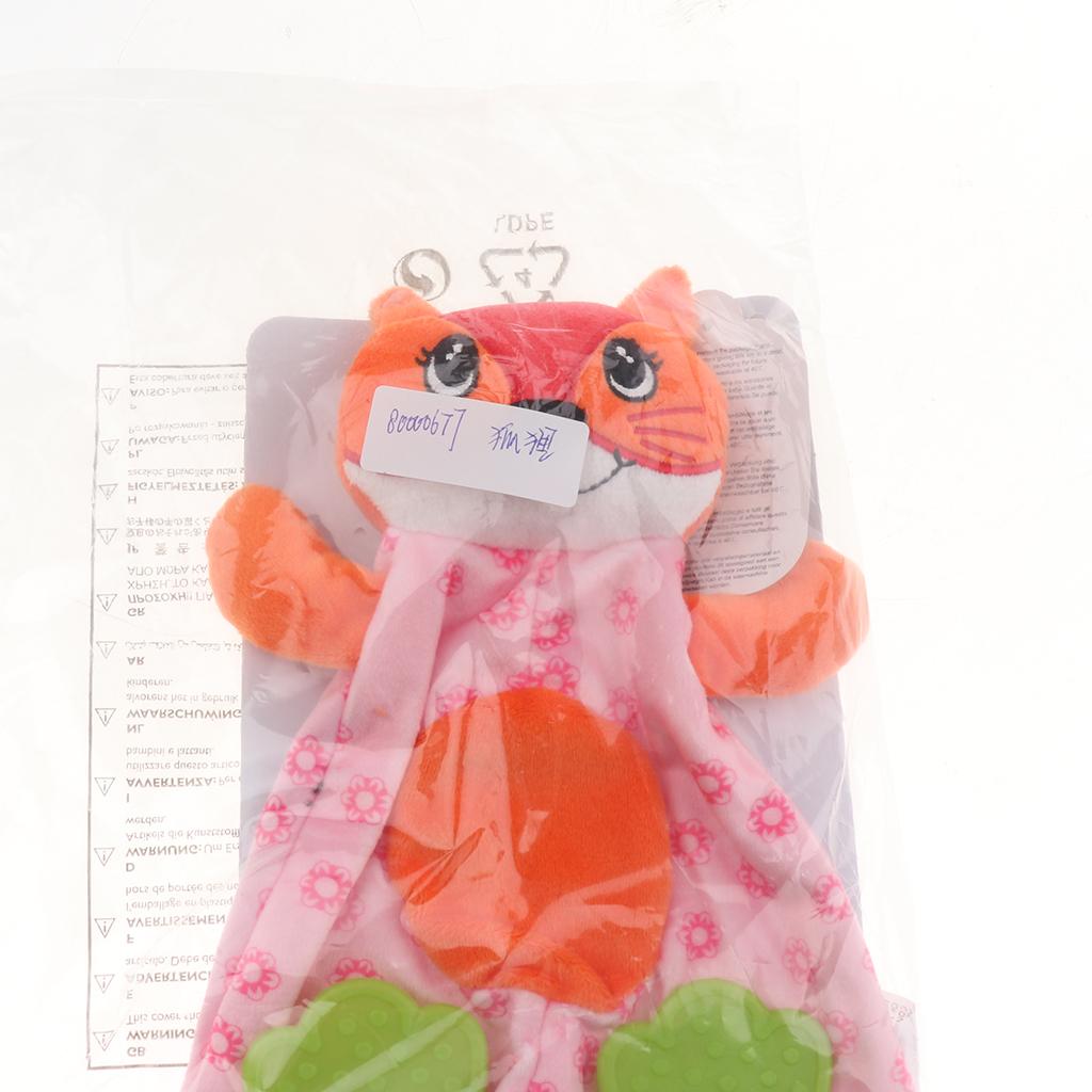 Baby Animal Soft Plush with BB Hand Rattle Security Blanket Fox