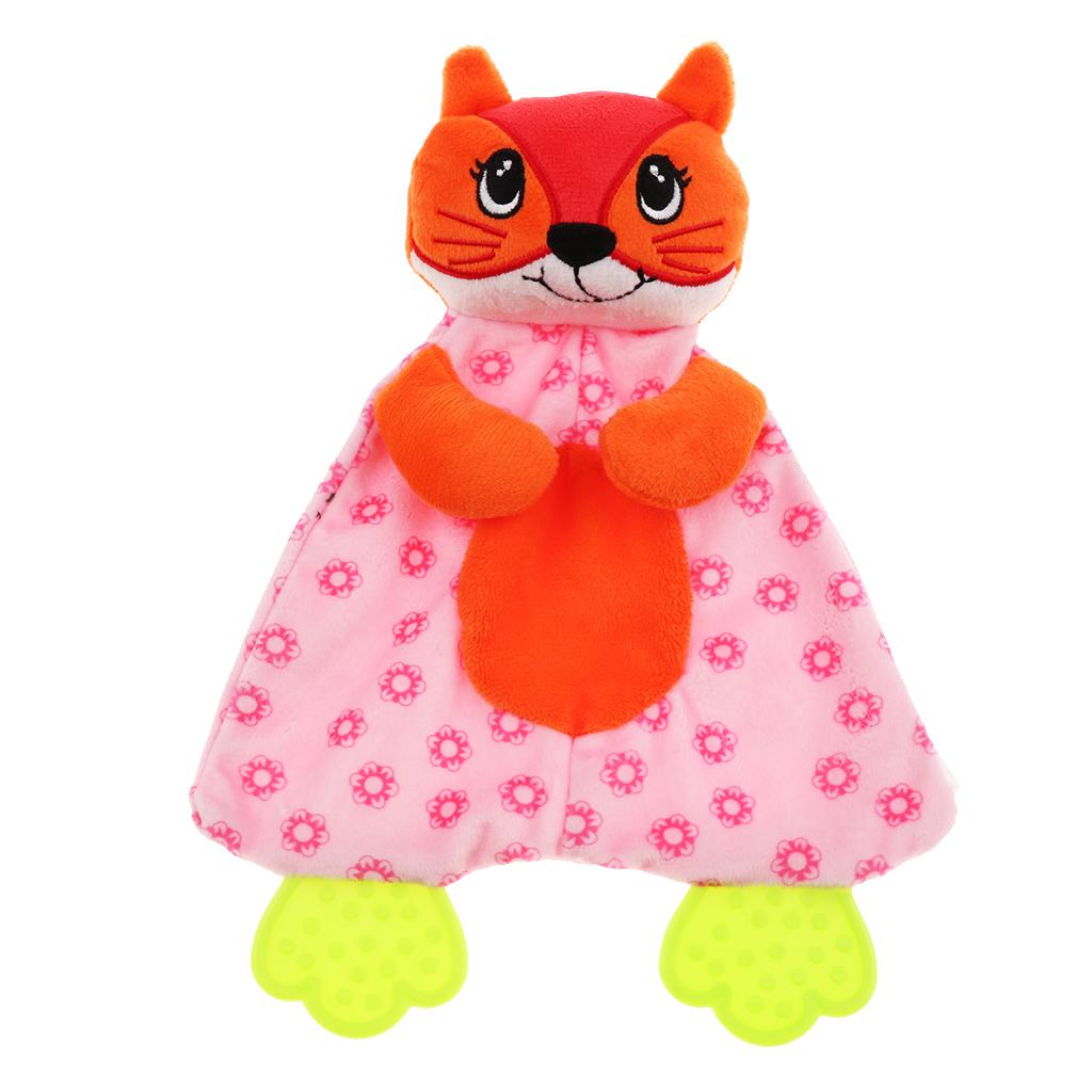 Baby Animal Soft Plush with BB Hand Rattle Security Blanket Fox