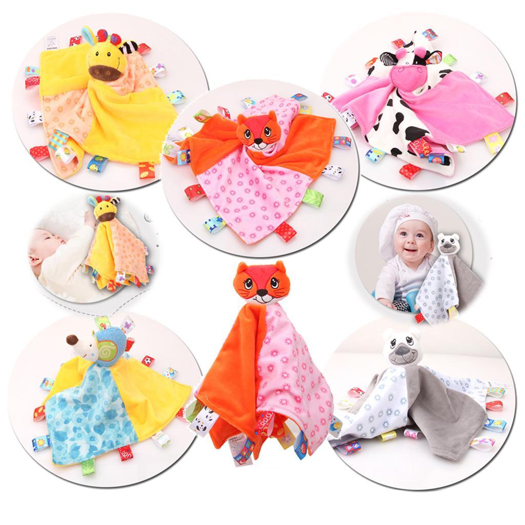 Baby Blanket Soft Plush Teething Security Tag Blankets fox