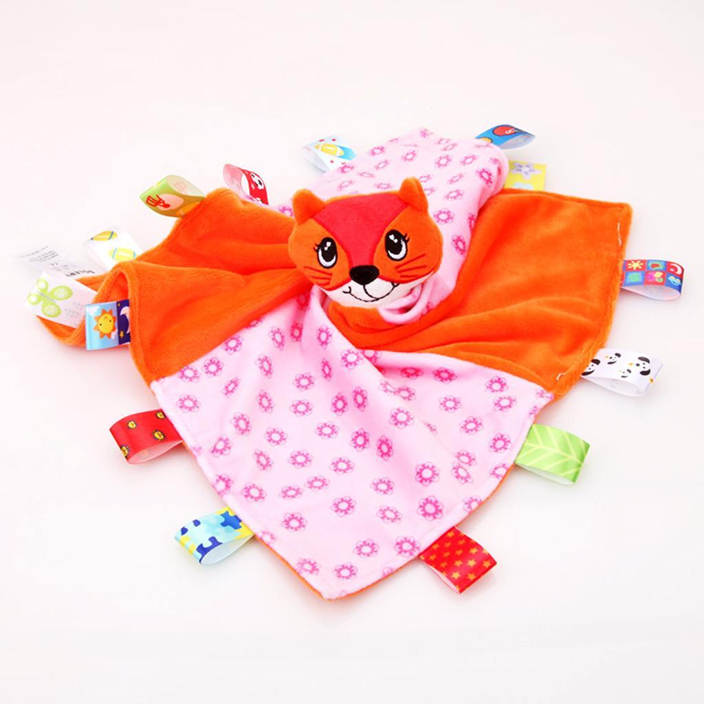 Baby Blanket Soft Plush Teething Security Tag Blankets fox