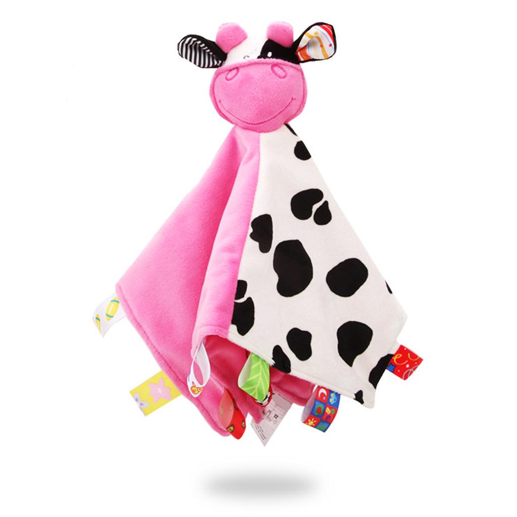 Baby Blanket Soft Plush Teething Security Tag Blankets cow