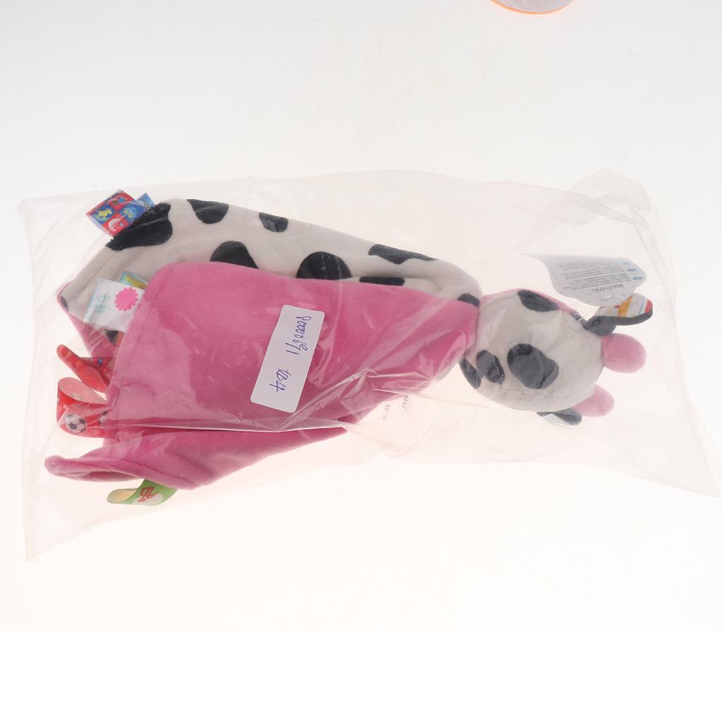 Baby Blanket Soft Plush Teething Security Tag Blankets cow