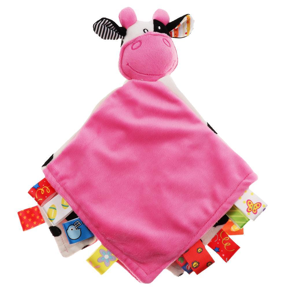 Baby Blanket Soft Plush Teething Security Tag Blankets cow
