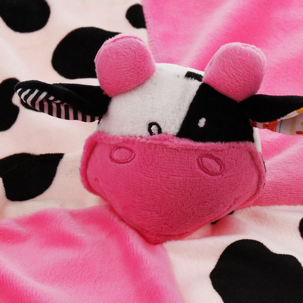 Baby Blanket Soft Plush Teething Security Tag Blankets cow