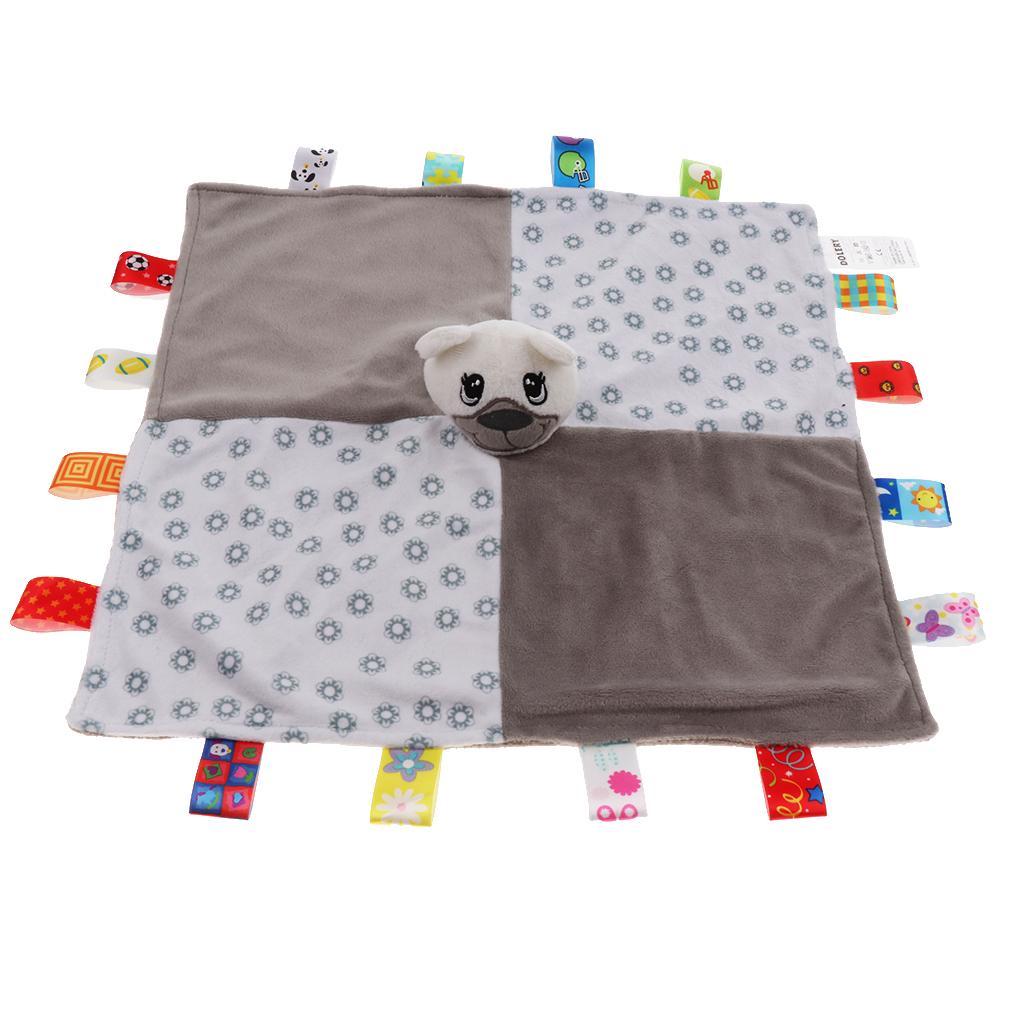 Baby Blanket Soft Plush Teething Security Tag Blankets bear