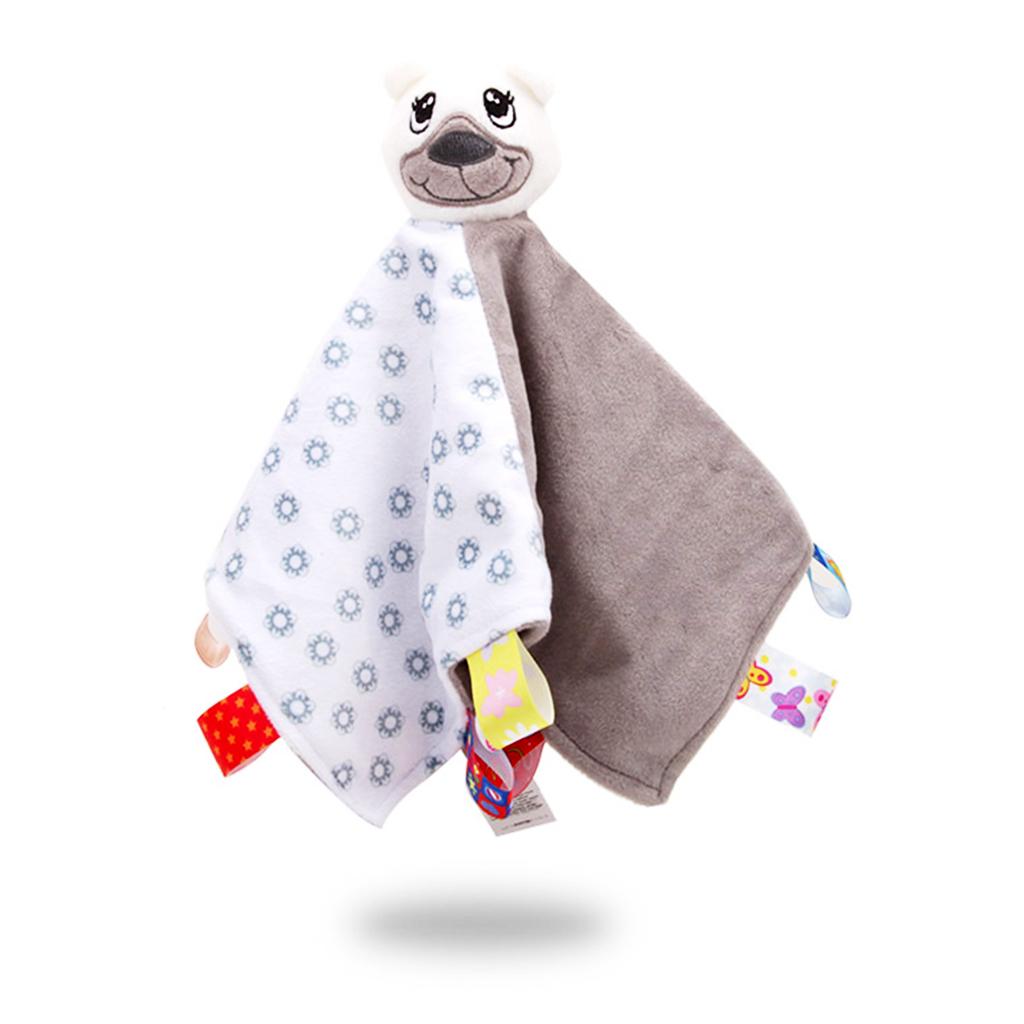Baby Blanket Soft Plush Teething Security Tag Blankets bear