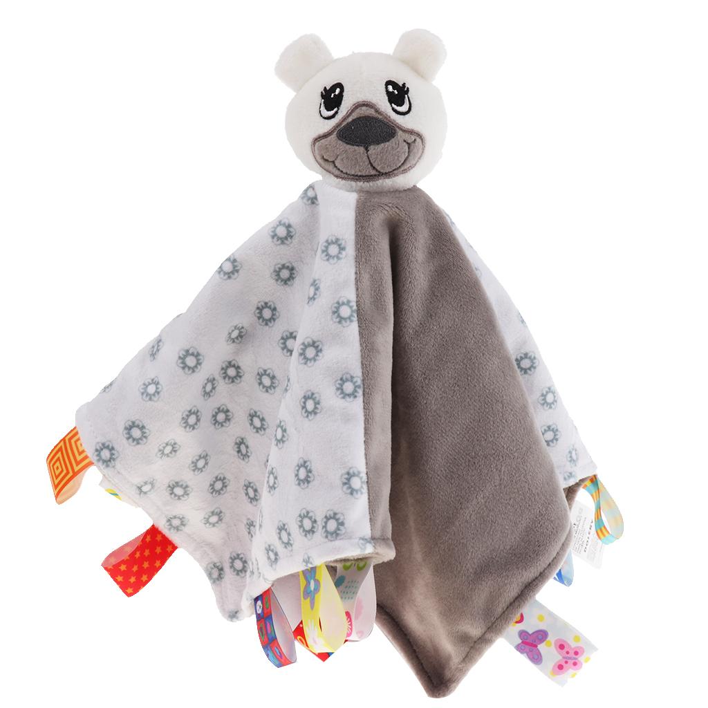 Baby Blanket Soft Plush Teething Security Tag Blankets bear