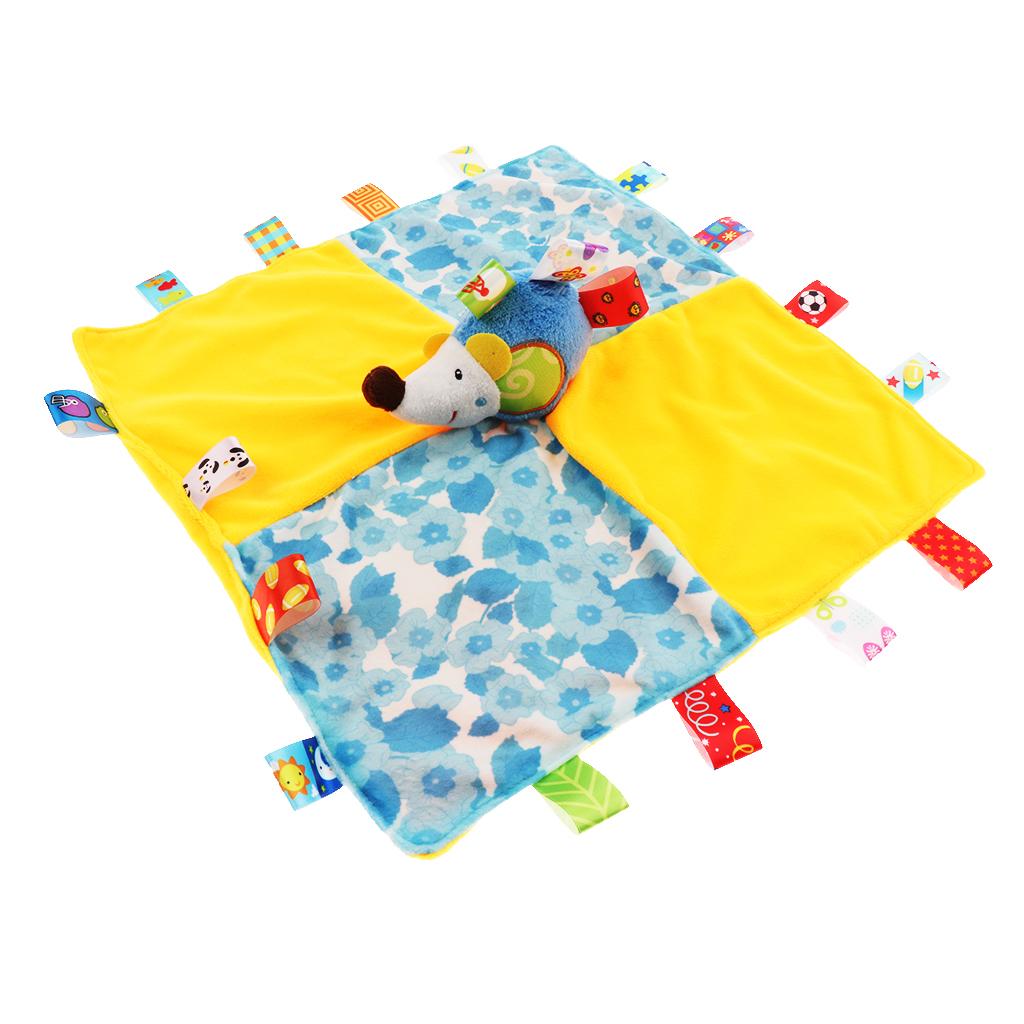 Baby Blanket Soft Plush Teething Security Tag Blankets hedgehog