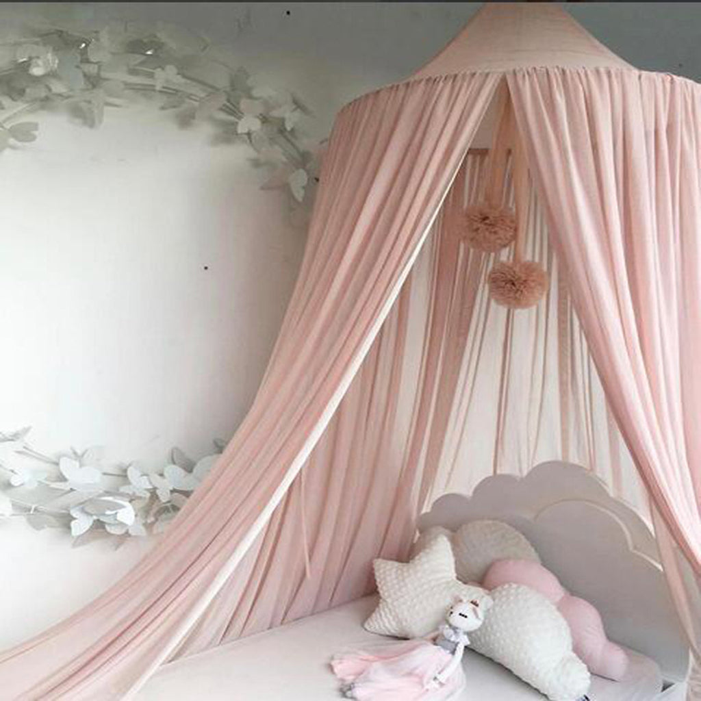 Kids Baby Bed Canopy Bedcover Mosquito Net Curtain Bedding Dome Tent Style 1-Pink