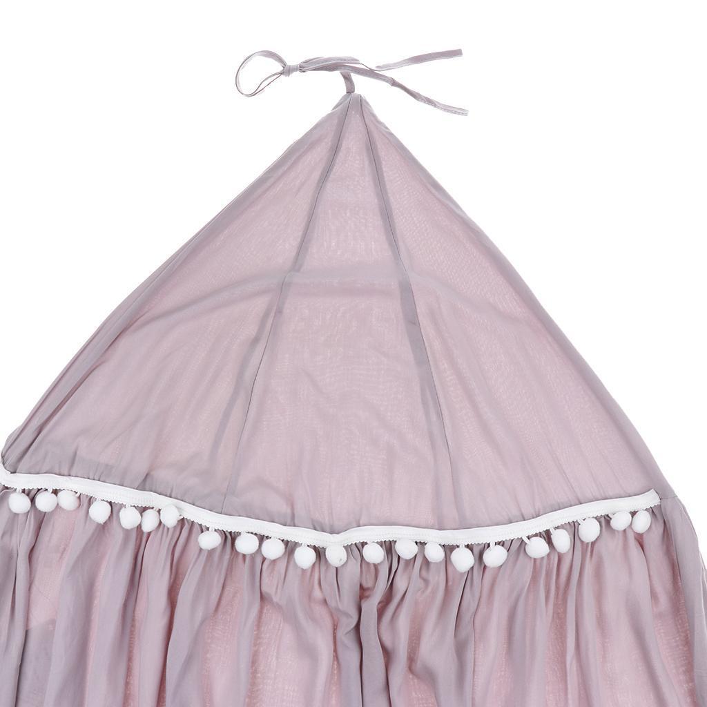 Mosquito Net Bed Canopy Yarn Play Tent Bedding for Kids Playing Reading Style 2-Gray