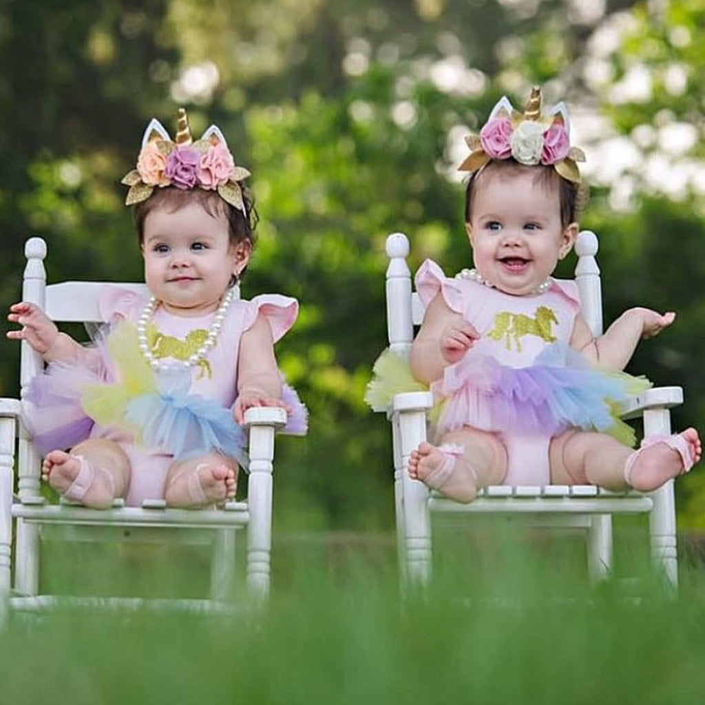 Kids Baby Girls Unicorn Bridesmaid Party Pageant Formal Tulle Dress 0-6 Months Pink