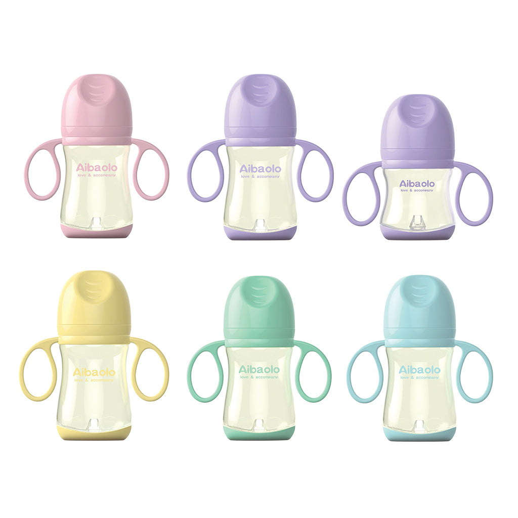 Newborn Baby Feeding BPA Free Safe Wide Neck Infant Feeding Bottle Purple