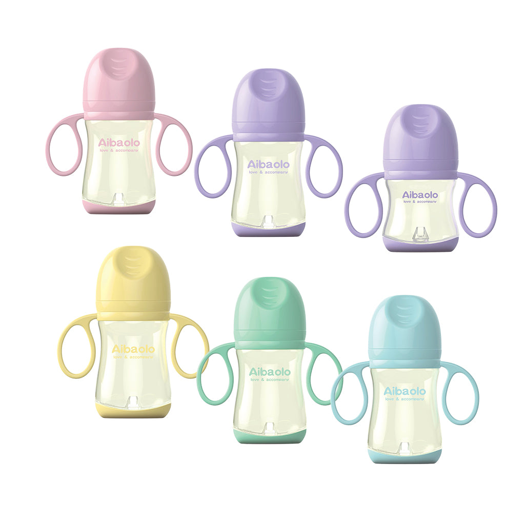 Newborn Baby Feeding BPA Free Safe Wide Neck Infant Feeding Bottle Purple