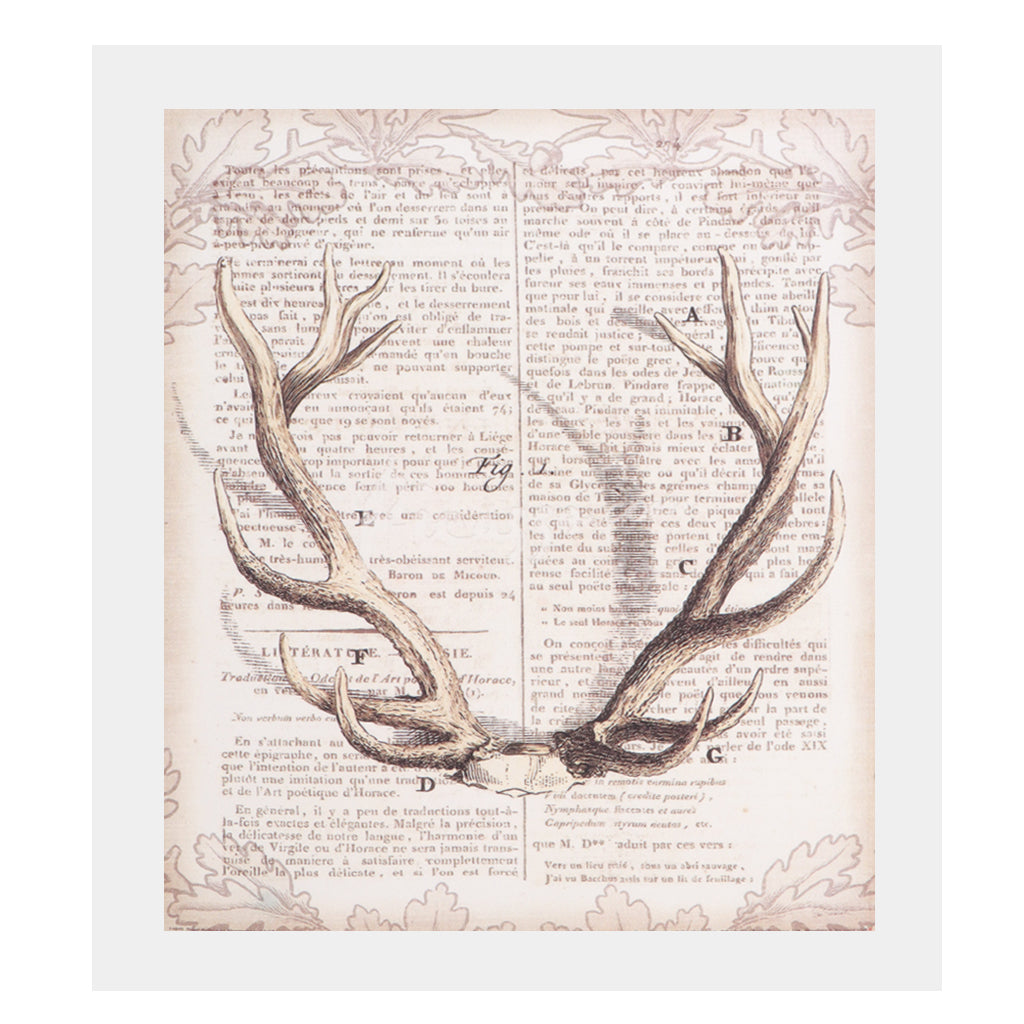 Newspaper Deer Antlers Canvas Painting Wall Art Poster Picture Prints Home Hotel Decor