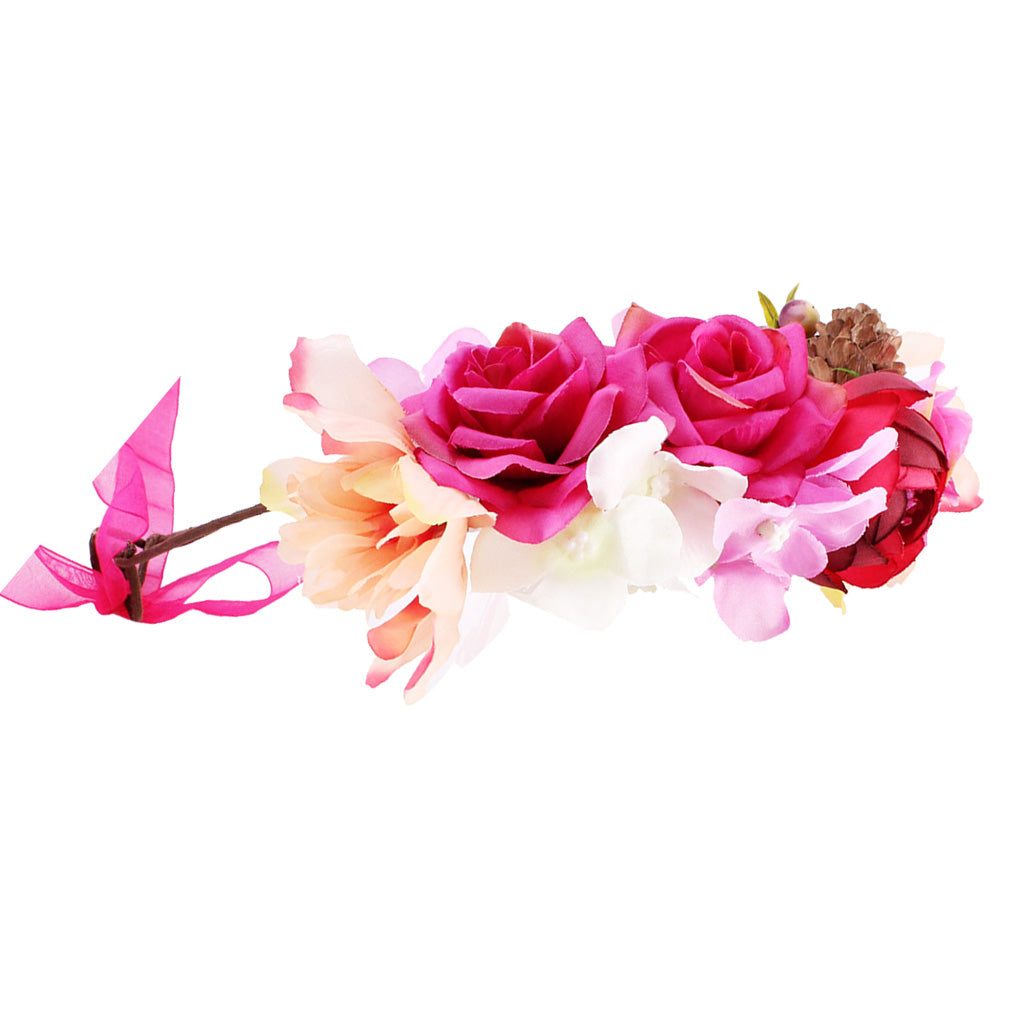 Boho Flower Headband Hair Wreath Halo Floral Garland Crown For Kids Girls Style 4