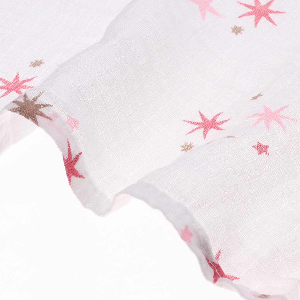 Soft Muslin Baby Swaddling Blanket Newborn Infant Cotton Swaddle Towel Pink Star