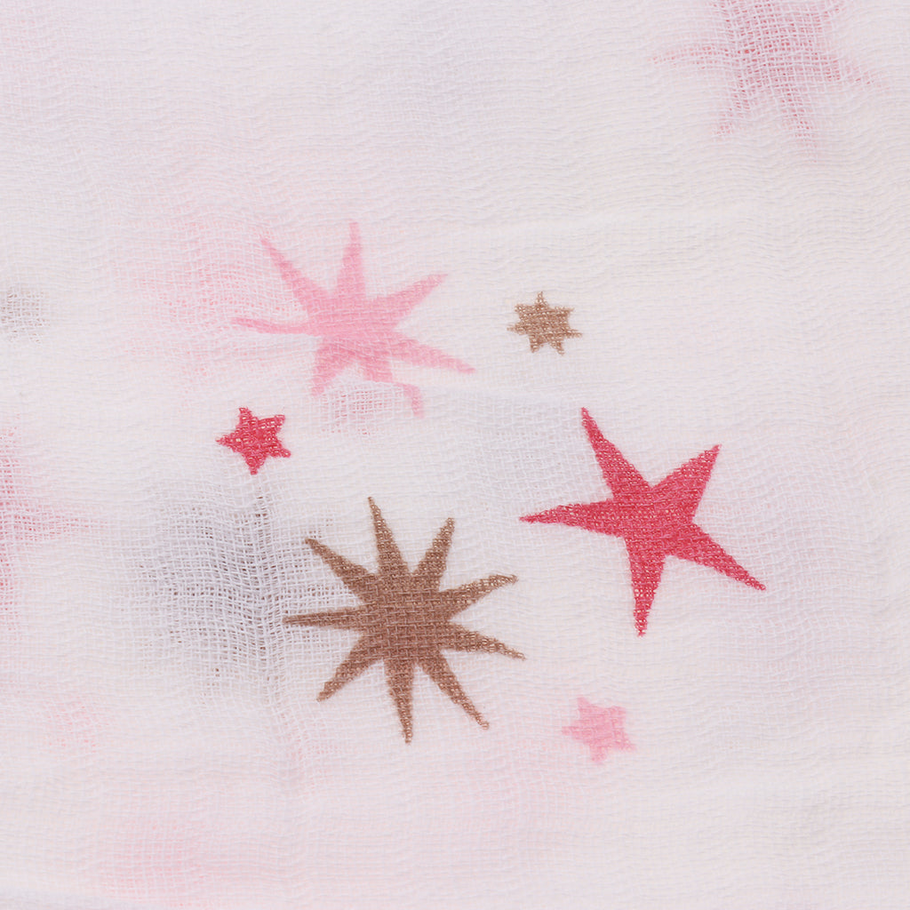 Soft Muslin Baby Swaddling Blanket Newborn Infant Cotton Swaddle Towel Pink Star