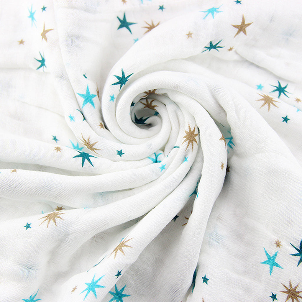 Soft Muslin Baby Swaddling Blanket Newborn Infant Cotton Swaddle Towel Blue Star