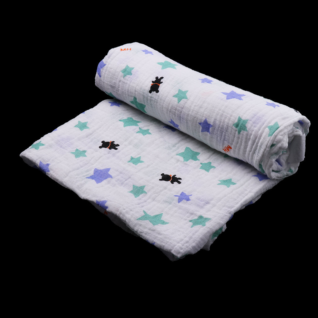 Soft Muslin Baby Swaddling Blanket Newborn Infant Cotton Swaddle Towel Purple Star