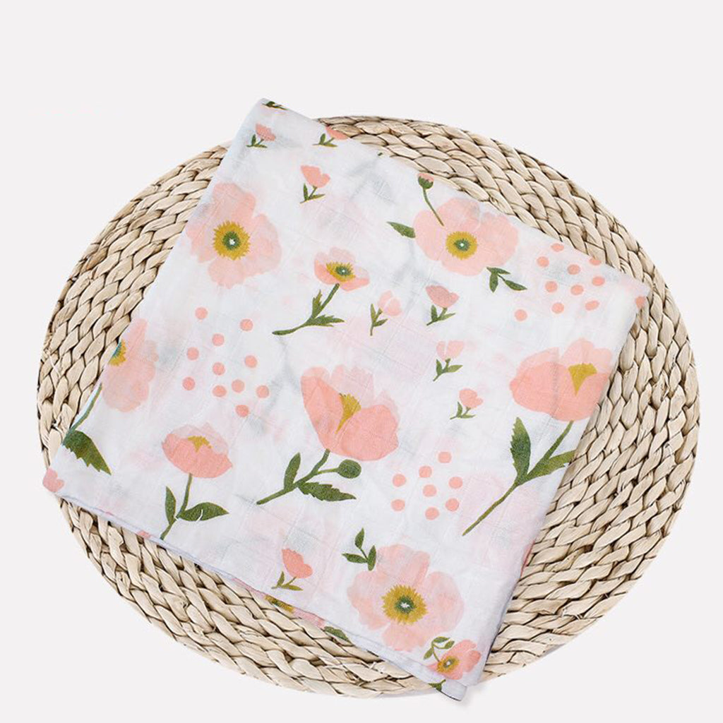 Soft Muslin Baby Swaddling Blanket Newborn Infant Cotton Swaddle Towel Flower