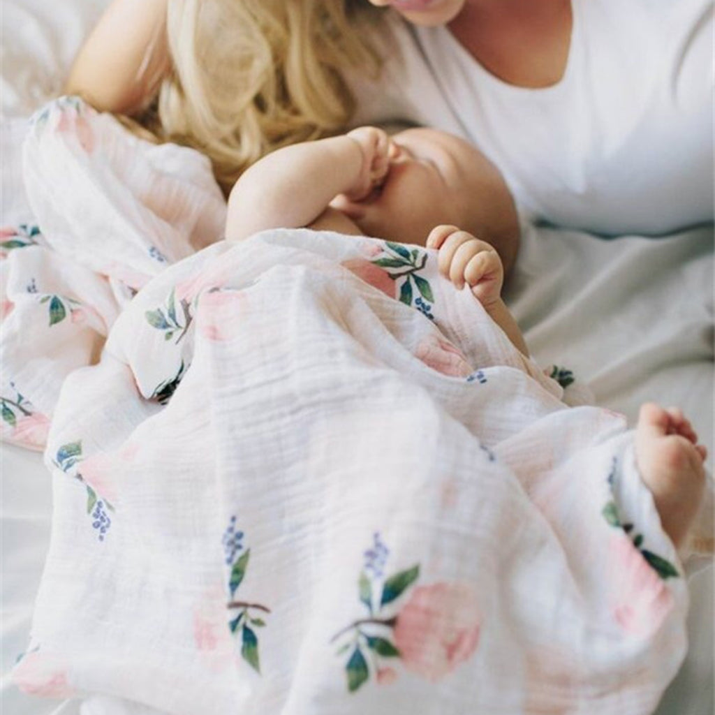 Soft Muslin Baby Swaddling Blanket Newborn Infant Cotton Swaddle Towel Rose