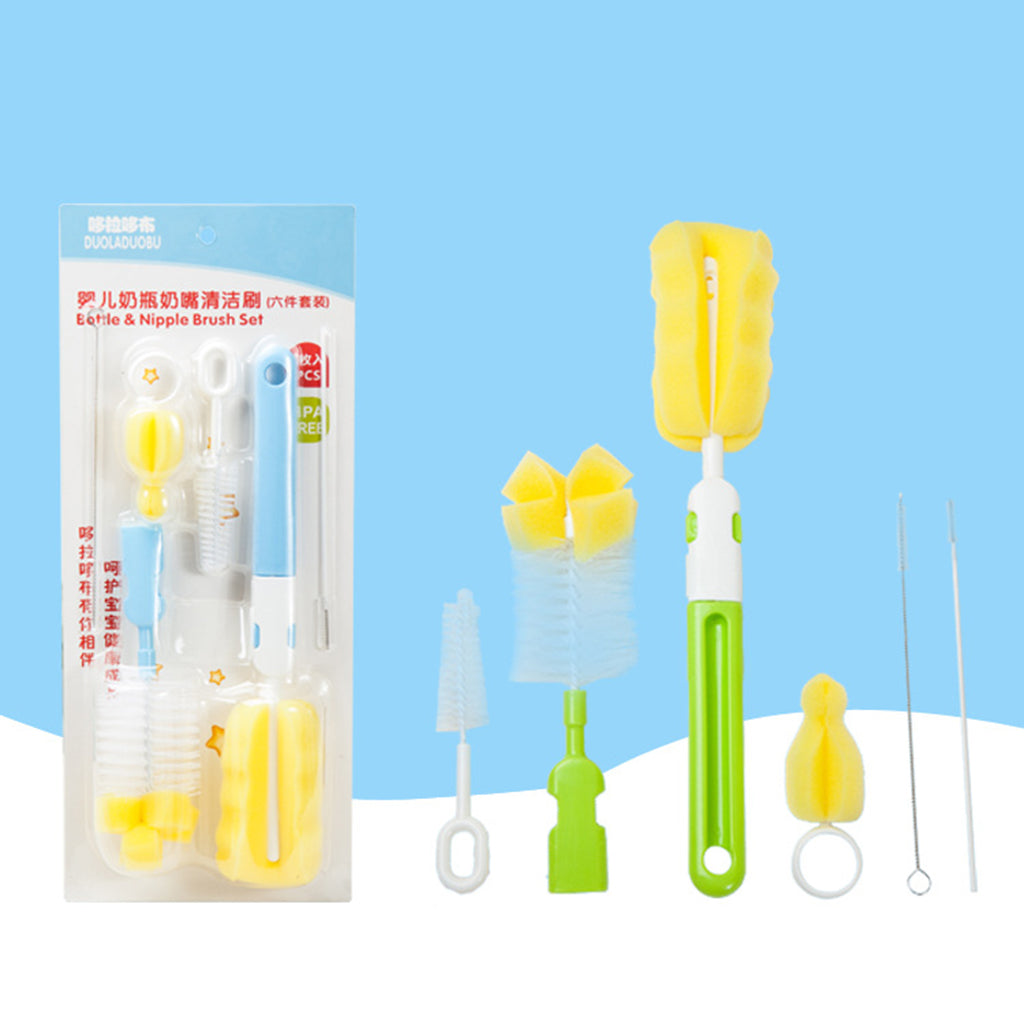 6 in 1 Bottle Brush Cleaner Kit, Cleaning Brush Set Green