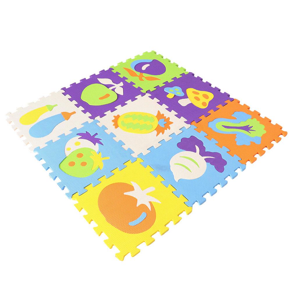 Eva Soft Foam Floor Play mats Interlocking Tiles Kids Nursery Puzzle Fruits
