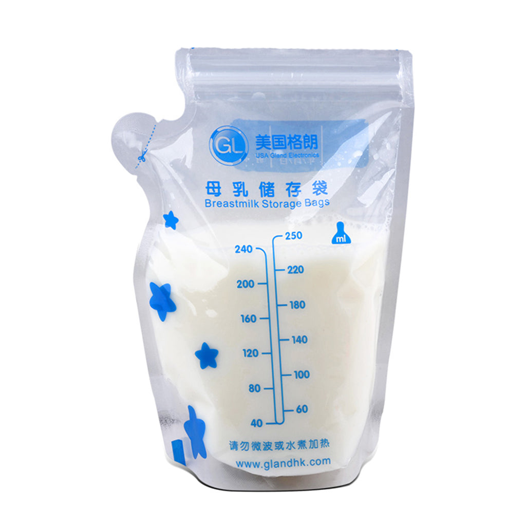 Breast Milk Storage Freezer Fresh Sealing Leakproof Bags 40pcs 250 ml blue