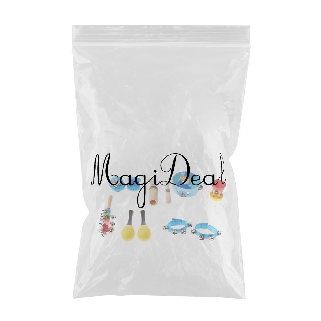 Kid Wooden Toy Percussion Musical Instrument Set 10Pcs for Boy