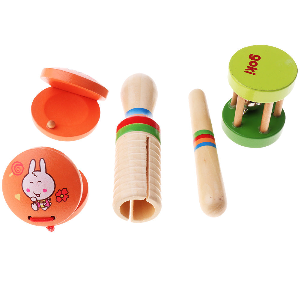 Kid Wooden Toy Percussion Musical Instrument Set 10Pcs for Girl