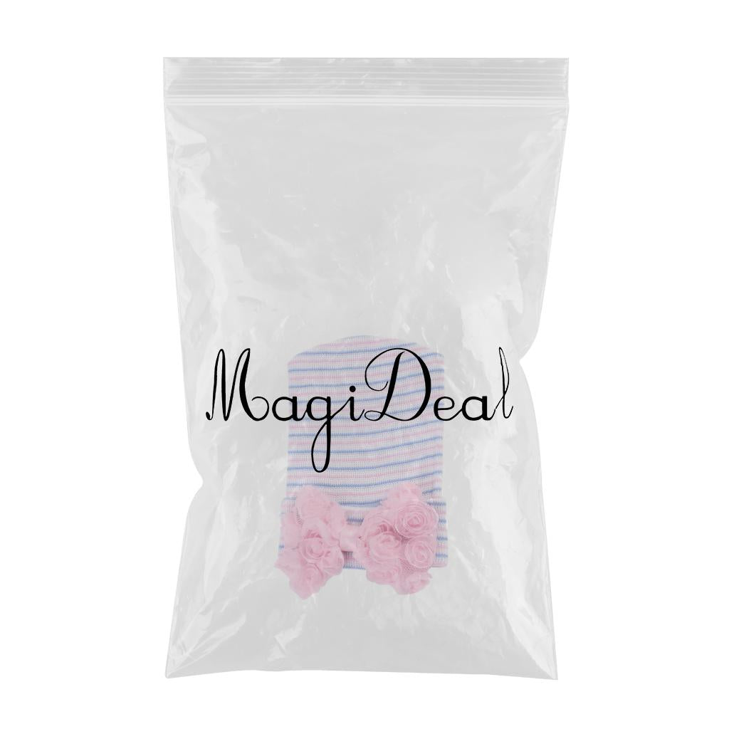 Cute Newborn Baby Hospital Hats Big Bow Knot Toddler Knit Cap Stripe