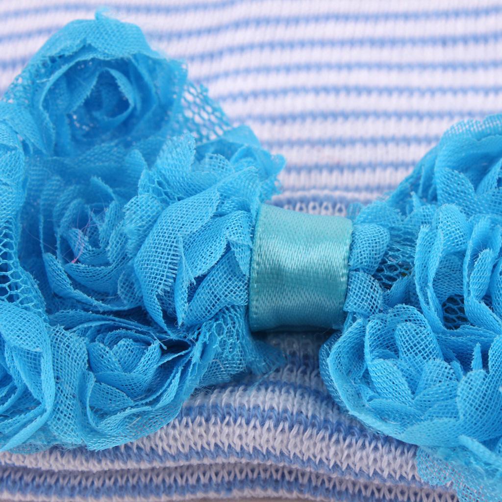 Cute Newborn Baby Hats Big Bow Knot Toddler Knit Cap Blue