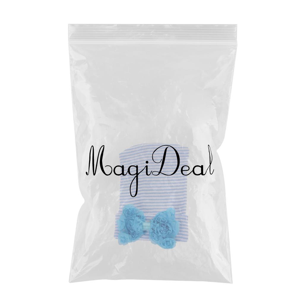 Cute Newborn Baby Hats Big Bow Knot Toddler Knit Cap Blue