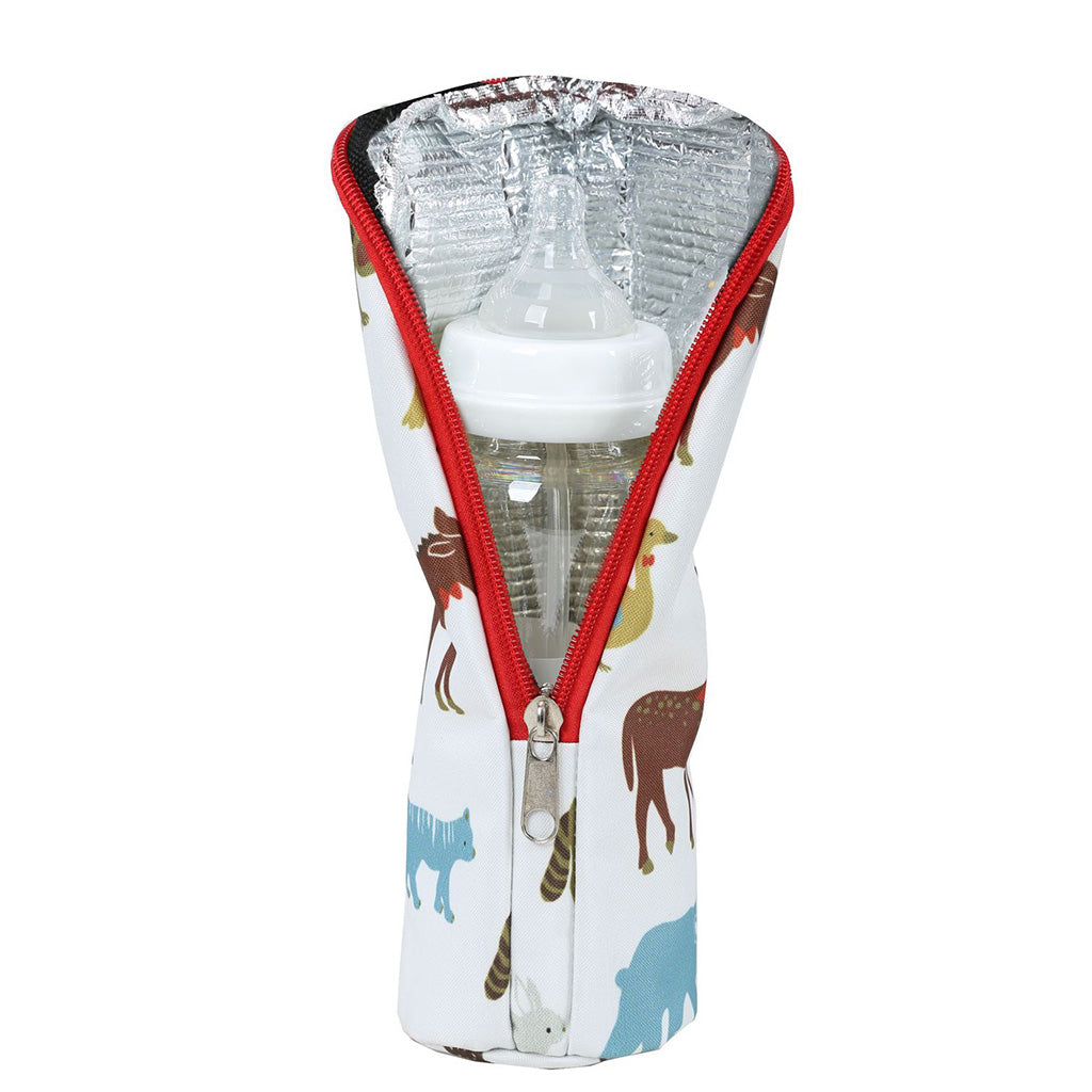 Baby Bottle Insulation Holder Bag Water Bottle Beige Animals