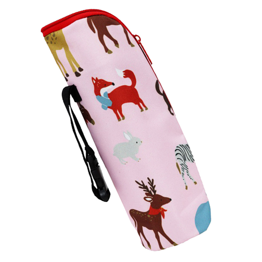 Baby Bottle Insulation Holder Bag Water Bottle Pink Animals