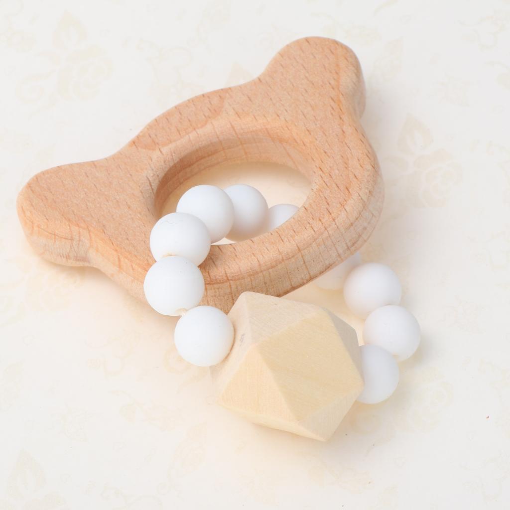 Wooden Teether Nature Baby Teething Toy Organic Wood Gift Bear