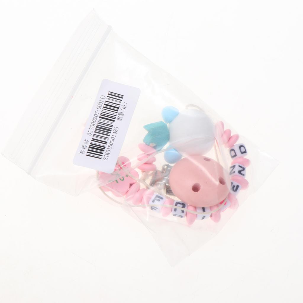 Wooden Dummy Clip Chain Pacifier Baby Gift Shower White bear head