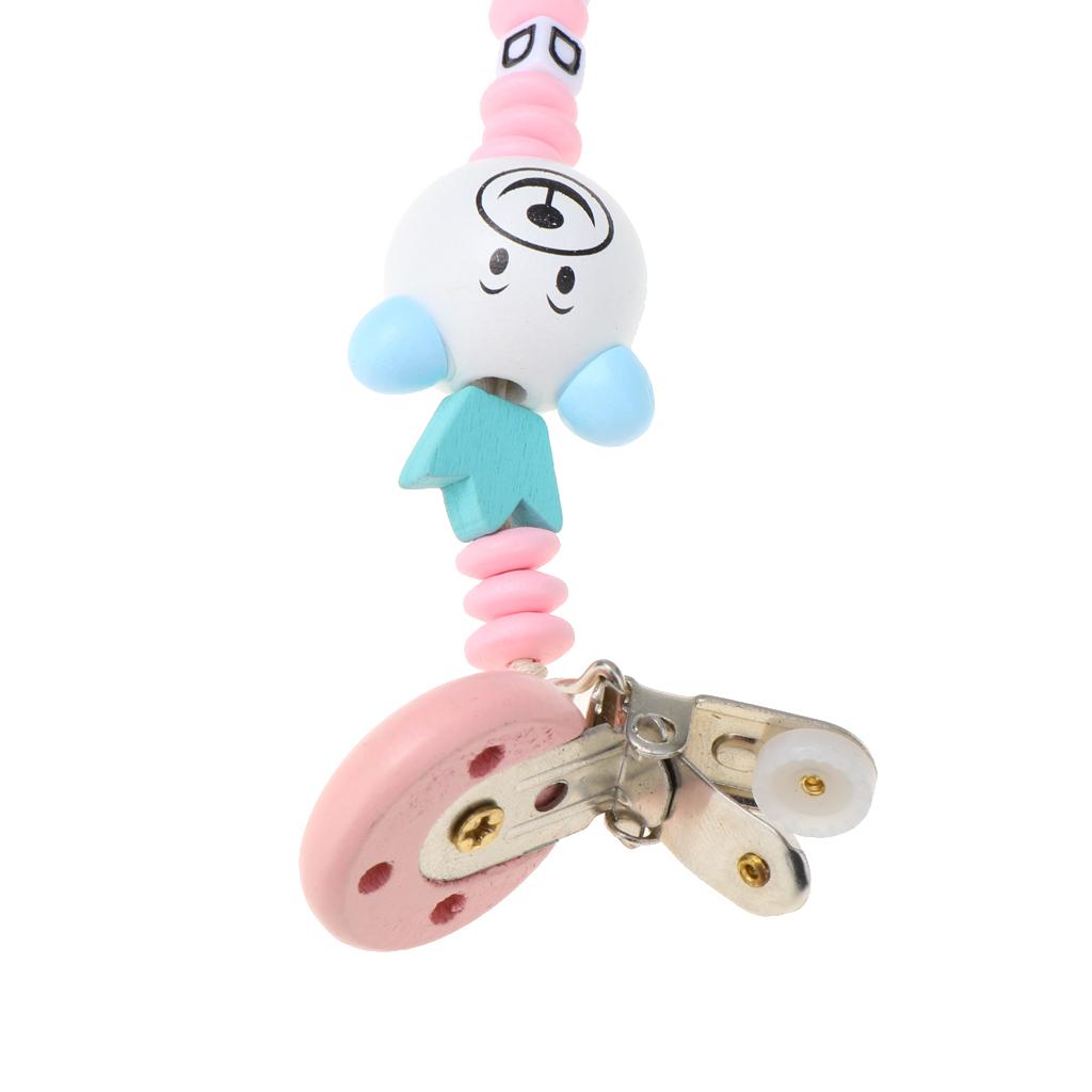 Wooden Dummy Clip Chain Pacifier Baby Gift Shower White bear head