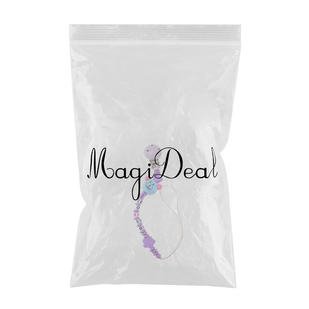 Wooden Dummy Clip Chain Pacifier Baby Gift Shower Purple