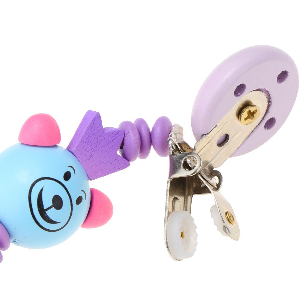 Wooden Dummy Clip Chain Pacifier Baby Gift Shower Purple
