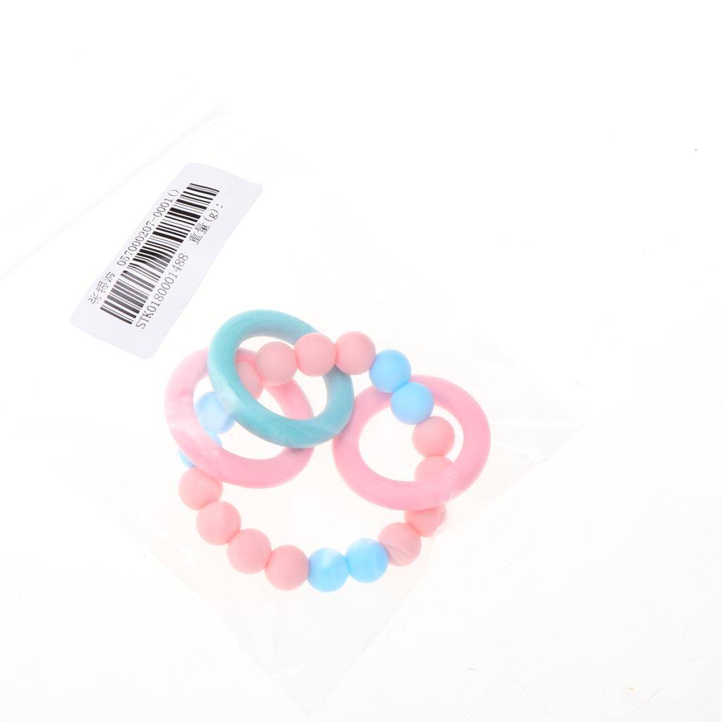Baby Teeth Silicone Bracelet Colorful Wooden Hand Ring Pink Sky blue