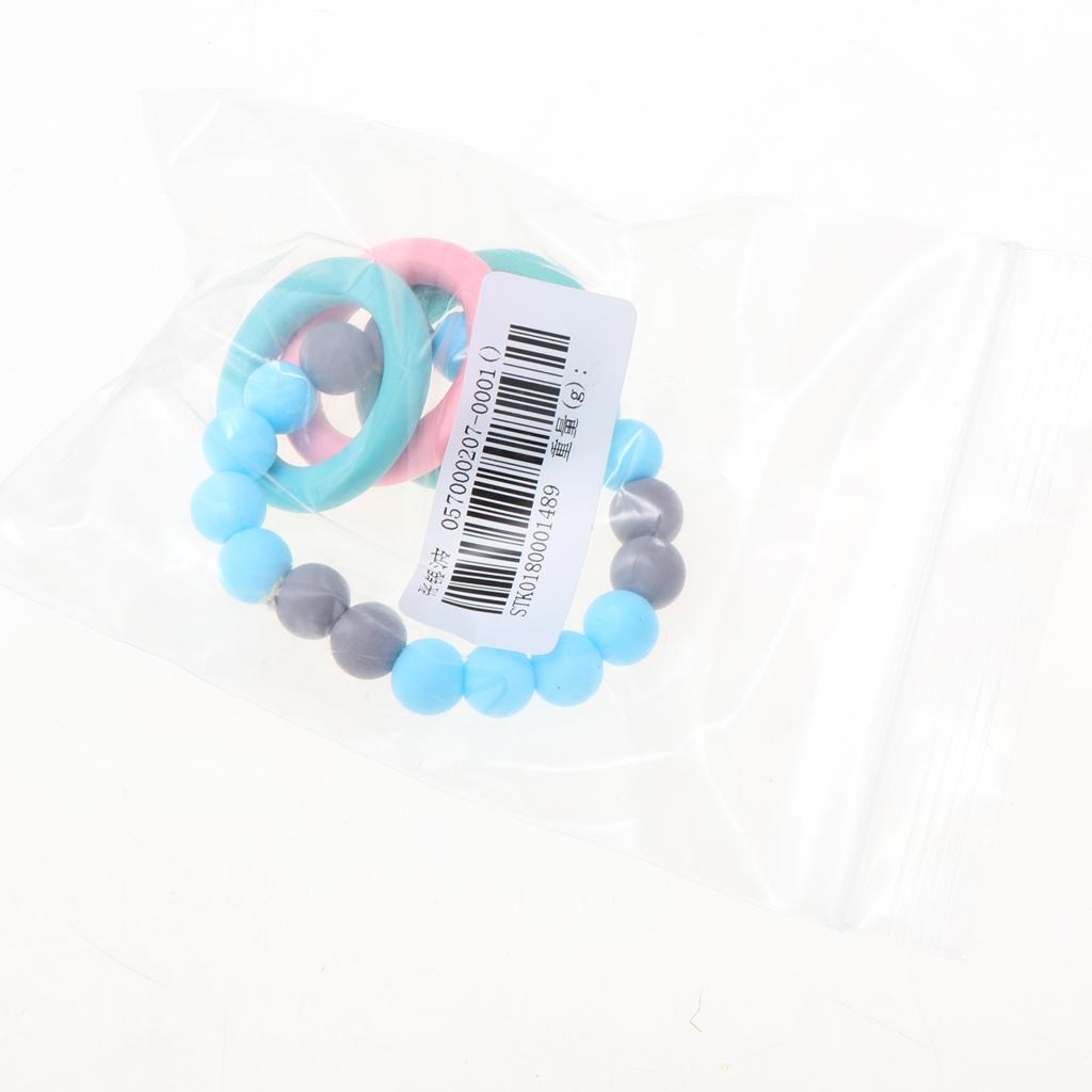Baby Teeth Silicone Bracelet Colorful Wooden Hand Ring Sky blue Gray