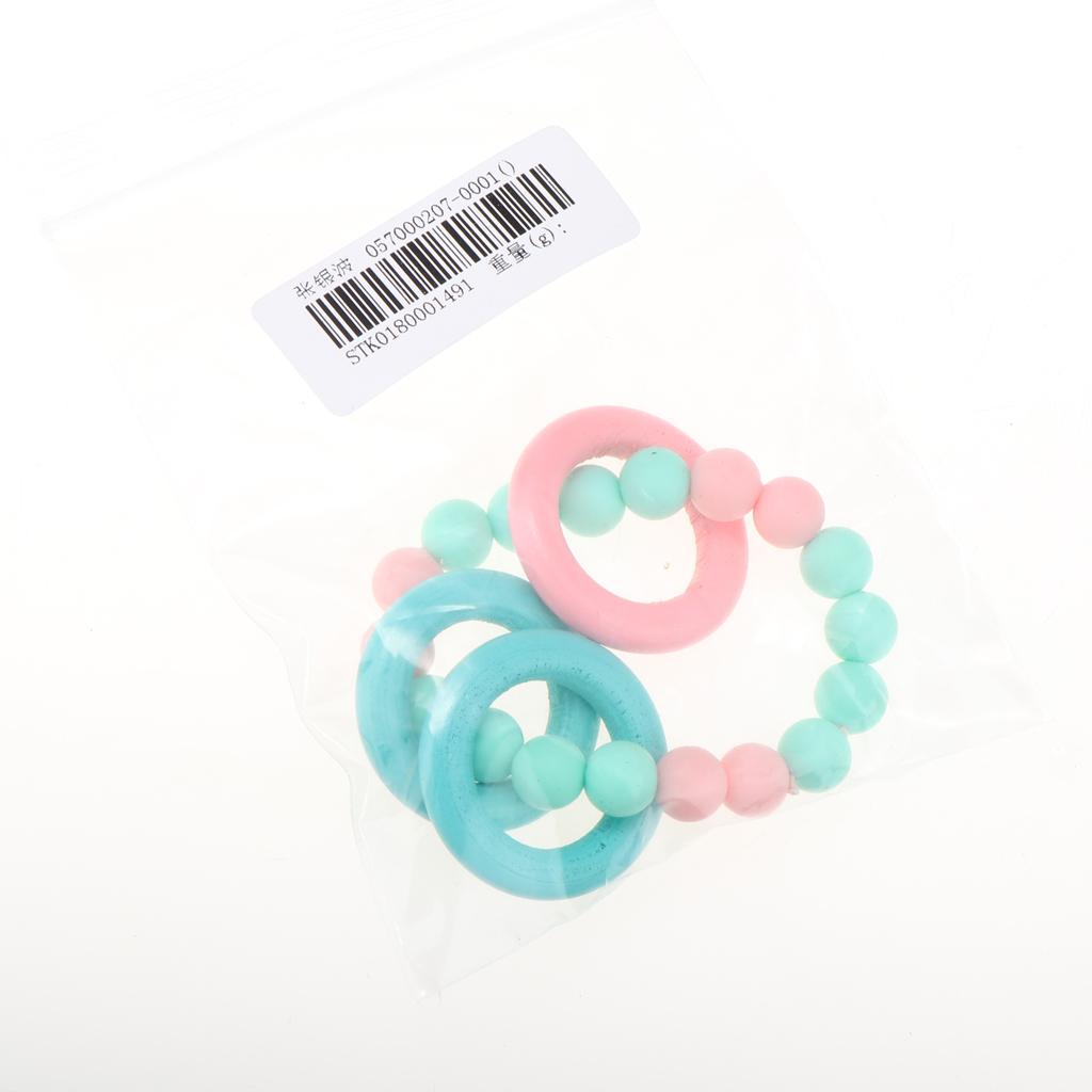 Baby Teeth Silicone Bracelet Colorful Wooden Hand Ring Mint green Pink