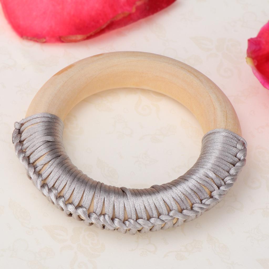 Baby Teeth Grinding Stick Natural Soild Wood Handmade Line Woven Ring Grey