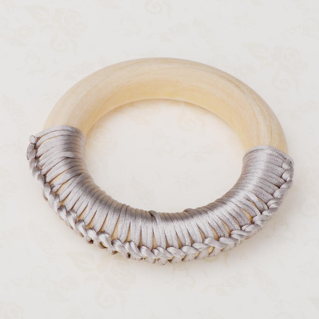 Baby Teeth Grinding Stick Natural Soild Wood Handmade Line Woven Ring Grey