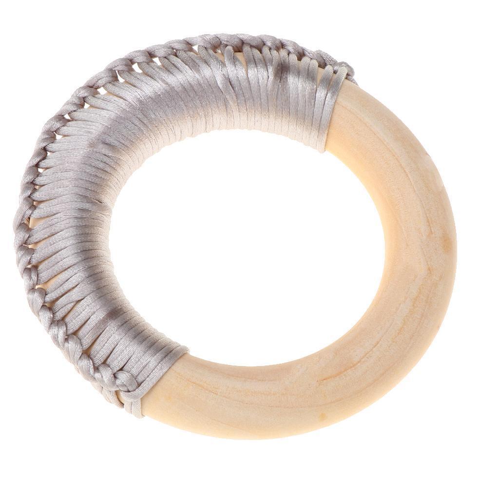 Baby Teeth Grinding Stick Natural Soild Wood Handmade Line Woven Ring Grey