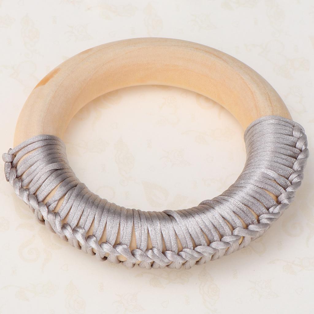 Baby Teeth Grinding Stick Natural Soild Wood Handmade Line Woven Ring Grey